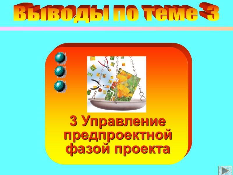 3 Управление  предпроектной фазой проекта  Выводы по теме  3